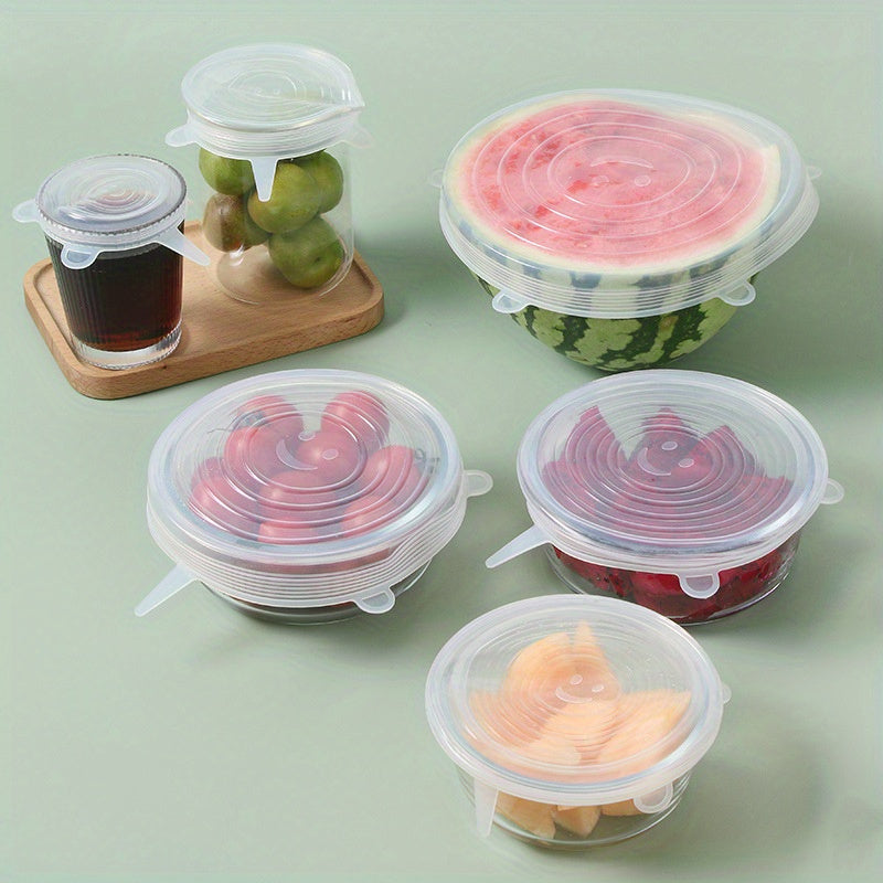 🌱 EcoStretch™ – Herbruikbare Siliconen Deksels (Set van 6)