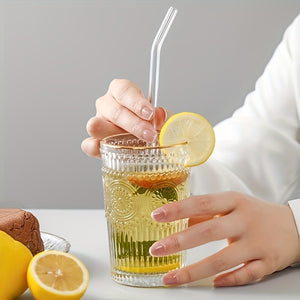 🍹 CrystalClear™ – Glazen Rietjes Set (4 stuks + reinigingsborstel)