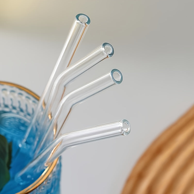 🍹 CrystalClear™ – Glazen Rietjes Set (4 stuks + reinigingsborstel)