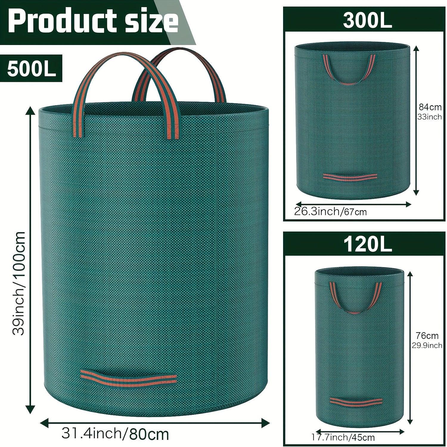 🍃 EcoTuff™ – Herbruikbare Tuinafvalzak (500L / 300L / 120L)