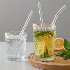🍹 CrystalClear™ – Glazen Rietjes Set (4 stuks + reinigingsborstel)