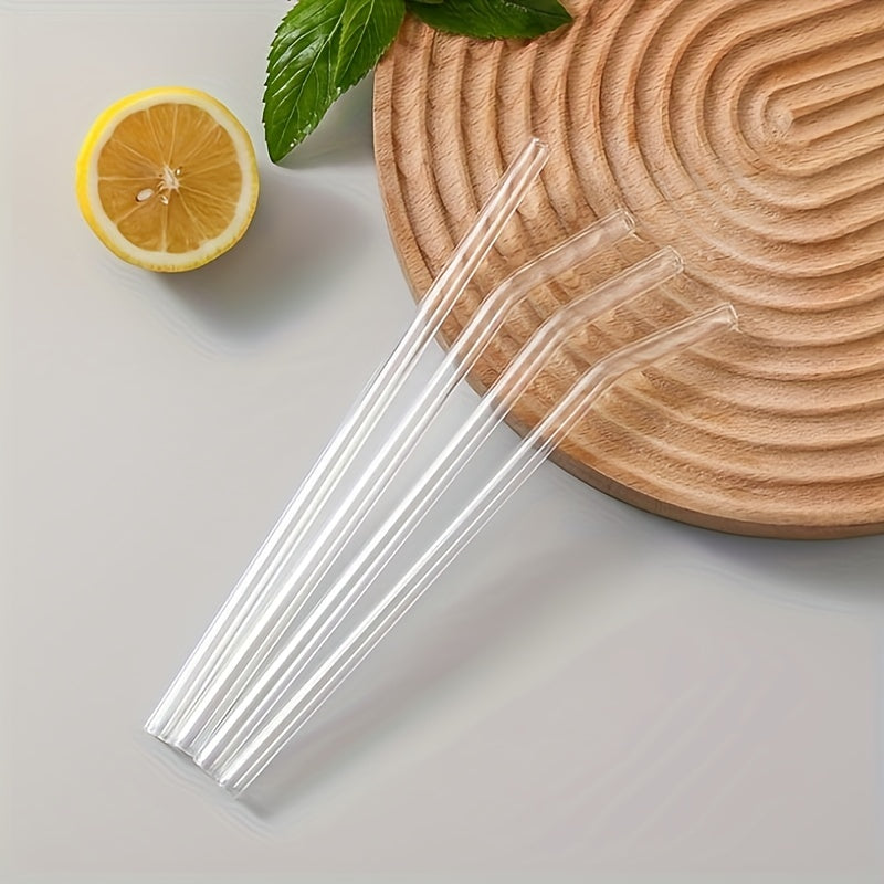 🍹 CrystalClear™ – Glazen Rietjes Set (4 stuks + reinigingsborstel)